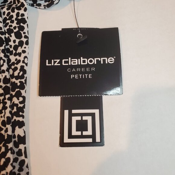 NWT Liz Claiborne SZ PS GRAND SPORTIF Women's Stretch Top Black White - Picture 7 of 9